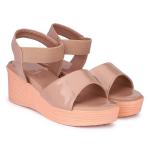 Women’s Comfortable Peach Sandals – Lightweight Synthetic Leather Casual Heeled Footwear
