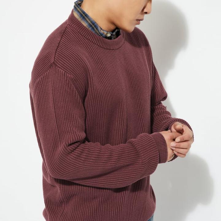 URB_N Men’s Ribbed Cotton Sweater – Full Sleeves, Solid Casual Winter Wear