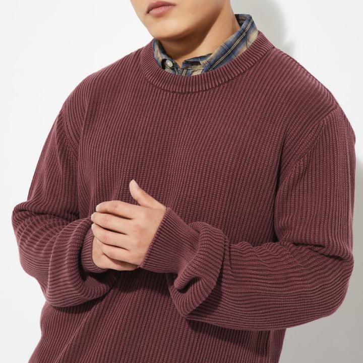 URB_N Men’s Ribbed Cotton Sweater – Full Sleeves, Solid Casual Winter Wear