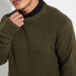 Men’s Textured Knit Sweater – Full Sleeve Winter Wear | Ribbed Crew Neck