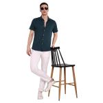 Men’s Navy Pure Cotton Collared Shirt – Versatile Formal & Casual Wear, Half Sleeve, No Pocket, Perfect Fit