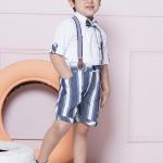 Kids Boys Light Blue Solid Cotton Blend Dungaree Set – 5-Piece Stylish Outfit