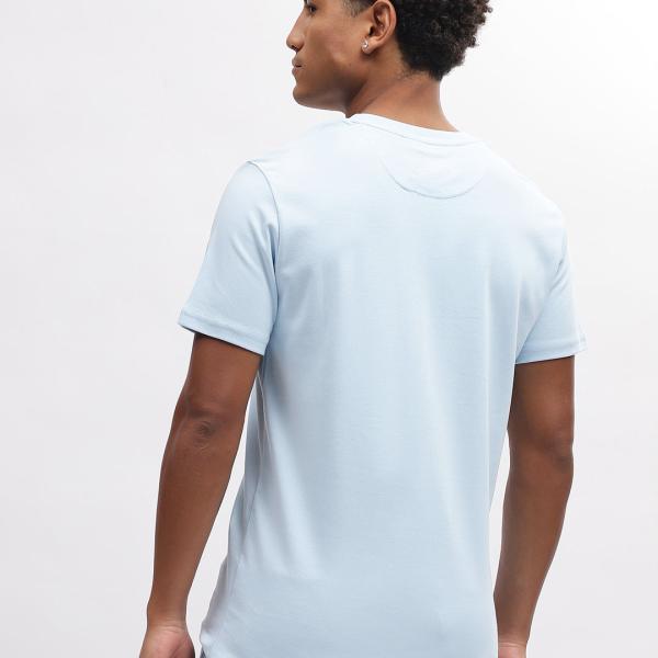 Men’s Blue Solid Cotton Round Neck Short Sleeve T-Shirt