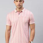 UrbanTraders Men’s Peach Printed Polo Collar T-Shirt – Half Sleeve Regular Fit Cotton Blend