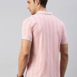 UrbanTraders Men’s Peach Printed Polo Collar T-Shirt – Half Sleeve Regular Fit Cotton Blend