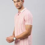 UrbanTraders Men’s Peach Printed Polo Collar T-Shirt – Half Sleeve Regular Fit Cotton Blend