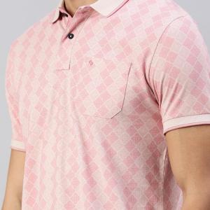 UrbanTraders Men’s Peach Printed Polo Collar T-Shirt – Half Sleeve Regular Fit Cotton Blend