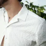 Men’s Chalk White Micro-Creased Casual Shirt – Lightweight & Comfortable | Full Sleeves