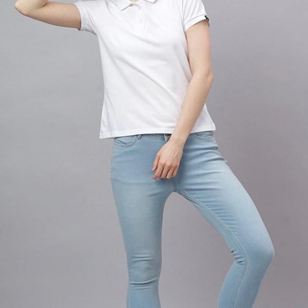 Women’s White Solid Polo Collar T-Shirt – Smart, Stylish & Comfortable