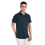 Men’s Navy Pure Cotton Collared Shirt – Versatile Formal & Casual Wear, Half Sleeve, No Pocket, Perfect Fit