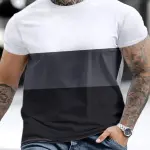 Men’s Regular Fit Round Neck Colorblocked T-Shirt – Soft Fabric, Half Sleeves, Sports & Casual Wear