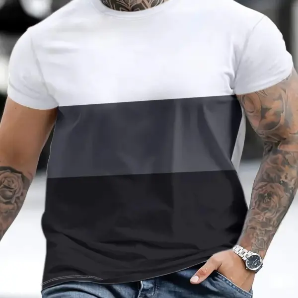 Men’s Regular Fit Round Neck Colorblocked T-Shirt – Soft Fabric, Half Sleeves, Sports & Casual Wear