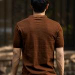 UrbanTraders Men’s Brown Slim Fit Textured Half Sleeve Polo T-Shirt with Half Zip