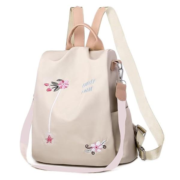Women’s Flower-Embroidered Oxford Backpack – Artistic National Style, Small Capacity Bag