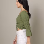 UrbanTraders Women’s Stylish Ruched Crop Top – Trendy Streetwear Style