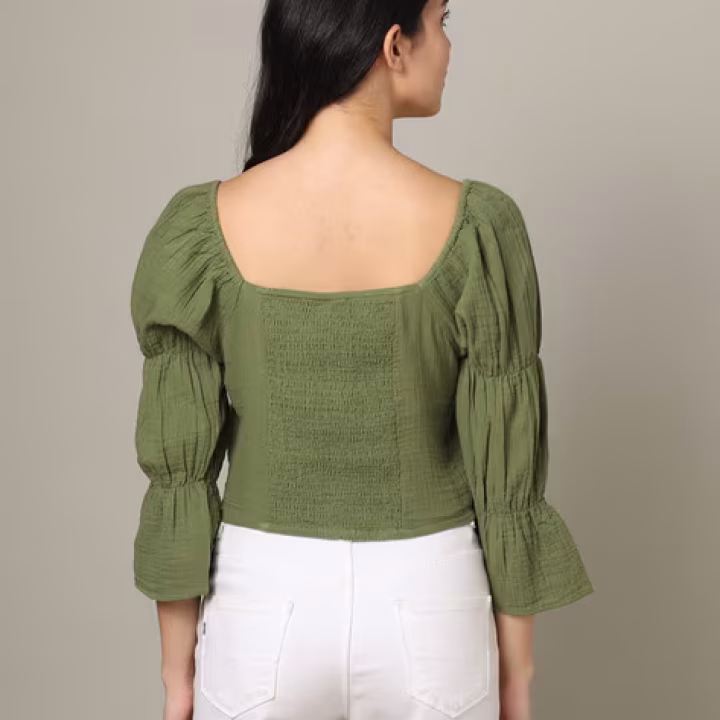 UrbanTraders Women’s Stylish Ruched Crop Top – Trendy Streetwear Style