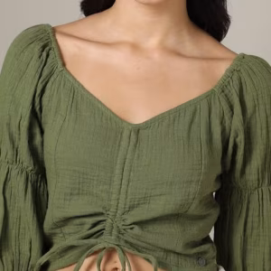 UrbanTraders Women’s Stylish Ruched Crop Top – Trendy Streetwear Style