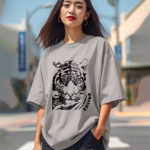Women’s Oversized Fit Cotton Graphic T-Shirt – Casual Round Neck Tee