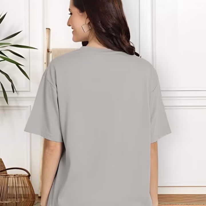 Women’s Oversized Fit Cotton Graphic T-Shirt – Casual Round Neck Tee