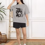Women’s Oversized Fit Cotton Graphic T-Shirt – Casual Round Neck Tee