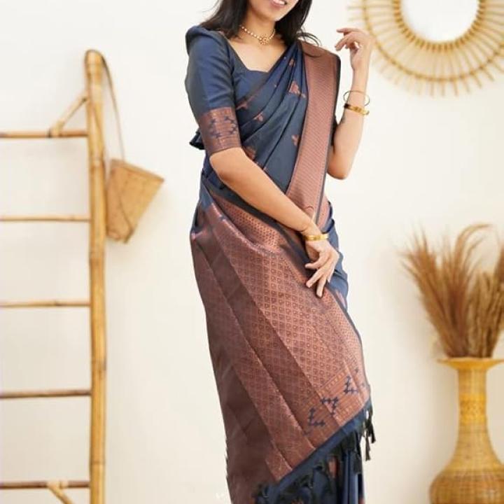 Women’s Soft Pure Silk Saree with Blouse Piece – Traditional Festive & Wedding Wear