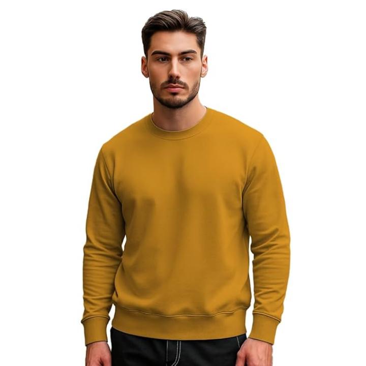 Men’s Premium Cotton Fleece Sweatshirt | Solid Regular Fit Winter Wear