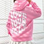 Women’s Pink Back-Printed Oversized Hoodie Sweatshirt – Cozy Winter Wear