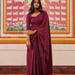 Hand-Embroidered Mirrorwork Cotton Saree – Mulmul Fabric with Blouse Piece