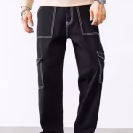 UrbanTraders Men's Solid Cargo Jeans | Utility Multi-Pocket Denim | Stylish & Comfortable Casual Wear