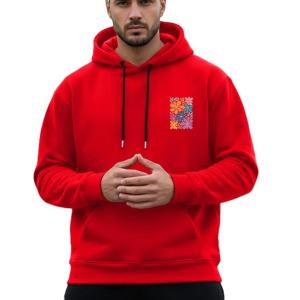 Men’s Premium Fleece Hooded Sweatshirt | Flower Print Hoodie | Full Sleeve Casual Wear