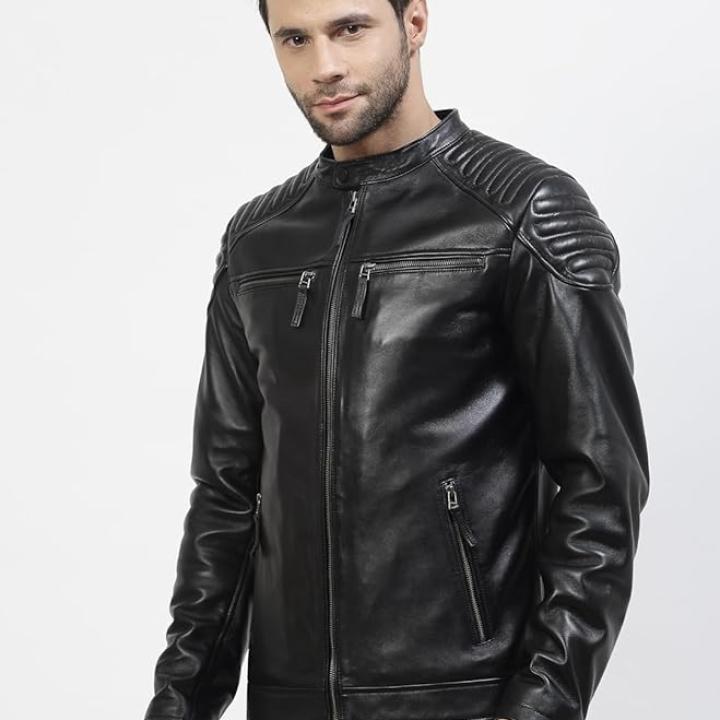 Men’s Premium Black Pure Leather Winter Jacket – Timeless Classic & Wind-Resistant