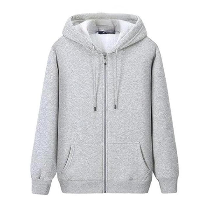 Men’s Wool & Fleece Hooded Zipper Sweatshirt | Winter Wear Jacket | Grey