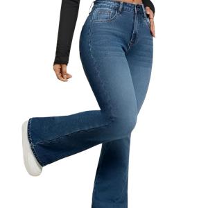 Women’s High Waist Flared Bell Bottom Bootcut Jeans – Wide Leg Stretch Denim