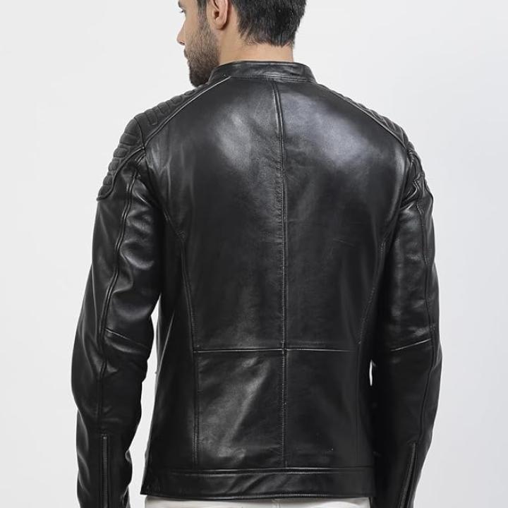 Men’s Premium Black Pure Leather Winter Jacket – Timeless Classic & Wind-Resistant