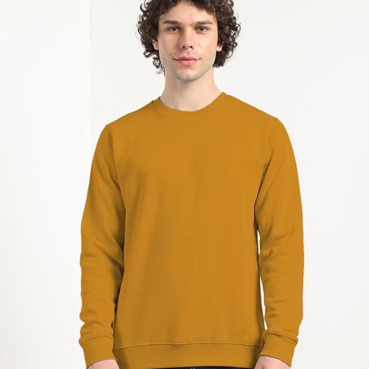 Men’s Premium Cotton Fleece Sweatshirt | Solid Regular Fit Winter Wear