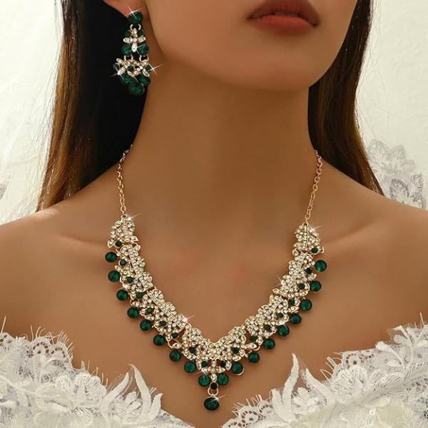 Latest Fancy Wedding Crystal Diamond Necklace Set for Women | Premium Party Wear Jewellery