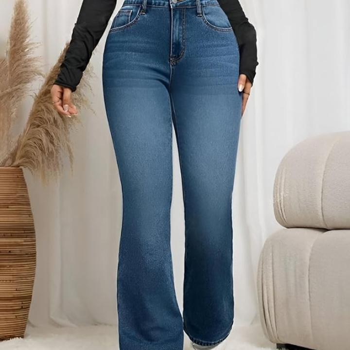 Women’s High Waist Flared Bell Bottom Bootcut Jeans – Wide Leg Stretch Denim