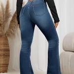 Women’s High Waist Flared Bell Bottom Bootcut Jeans – Wide Leg Stretch Denim