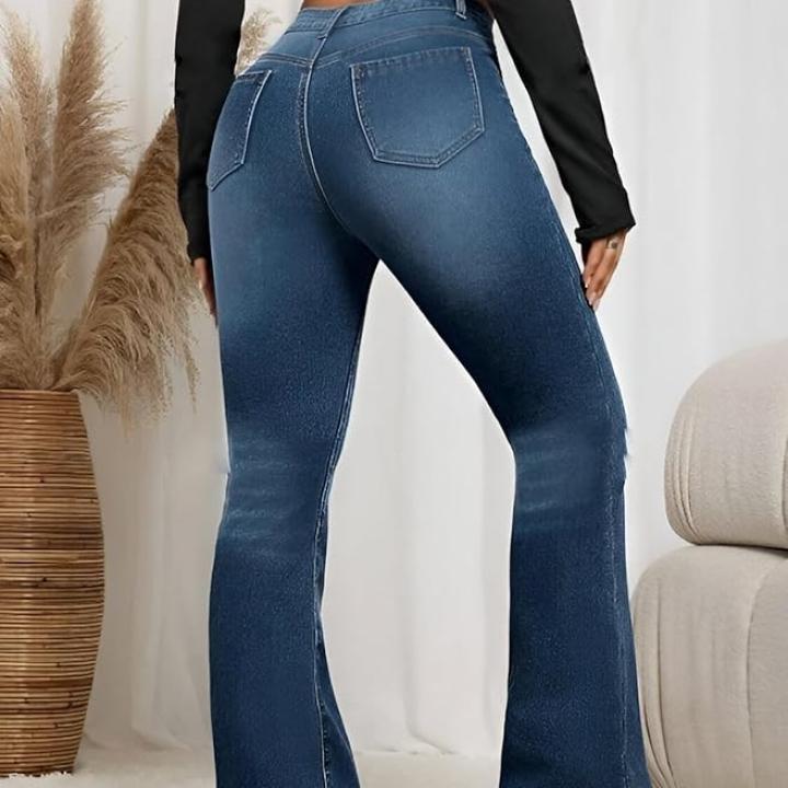 Women’s High Waist Flared Bell Bottom Bootcut Jeans – Wide Leg Stretch Denim