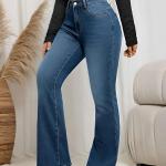 Women’s High Waist Flared Bell Bottom Bootcut Jeans – Wide Leg Stretch Denim
