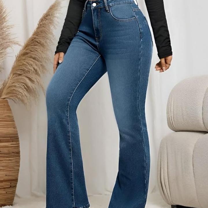 Women’s High Waist Flared Bell Bottom Bootcut Jeans – Wide Leg Stretch Denim