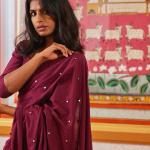 Hand-Embroidered Mirrorwork Cotton Saree – Mulmul Fabric with Blouse Piece