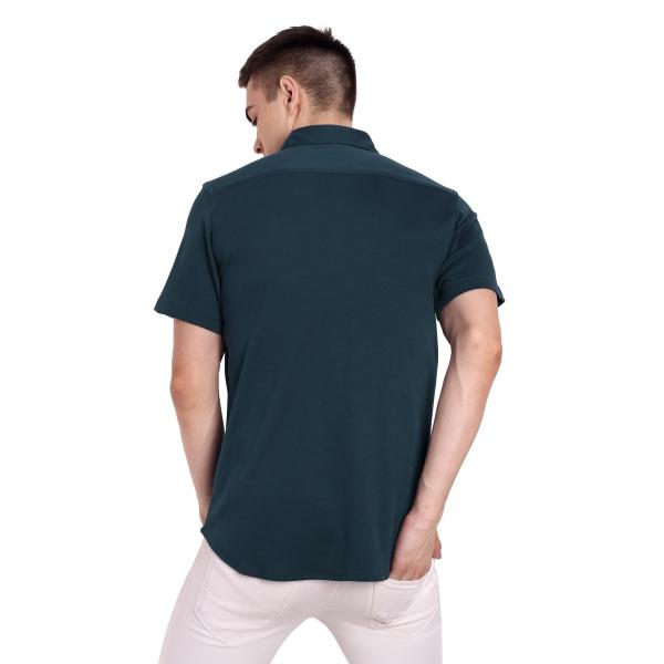 Men’s Navy Pure Cotton Collared Shirt – Versatile Formal & Casual Wear, Half Sleeve, No Pocket, Perfect Fit