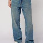 Men’s Blue Azure Baggy Straight Cut Jeans – High-Rise, Premium Cotton Denim
