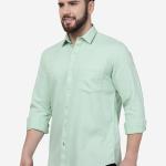 Pastel Green Solid Smart Fit Semi-Casual Men’s Shirt – 100% Cotton | UrbanTraders