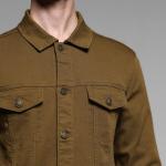 Men’s Premium Brown Cotton Denim Jacket – Full Sleeves, Button Closure, Regular Fit