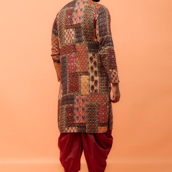 Men’s Multicolor Cotton Blend Printed Kurta – Stylish & Comfortable Regular Fit