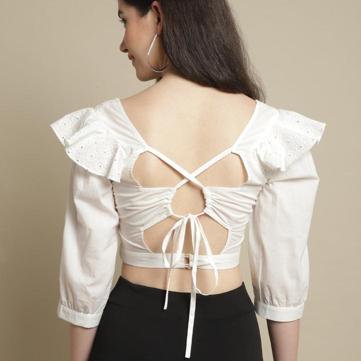 Women’s White Cotton Sleeveless Crop Top | UrbanTraders