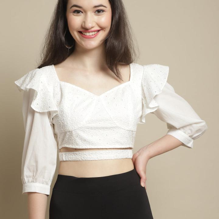 Women’s White Cotton Sleeveless Crop Top | UrbanTraders