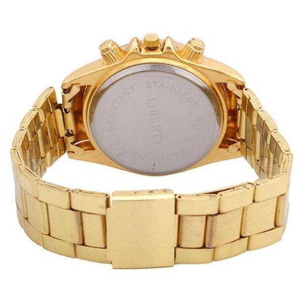 UrbanTraders Luxury Gold Round Dial Diamond-Studded Analog Watch for Men | Premium Stainless Steel Strap | Royal Party Wear Wristwatch